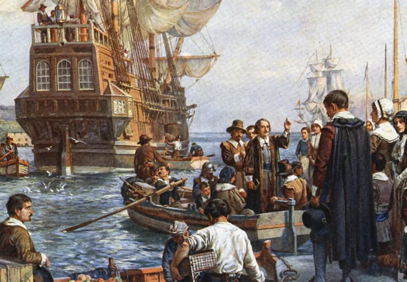 Pilgrim-Fathers-painting-Mayflower-Bernard-Gribble